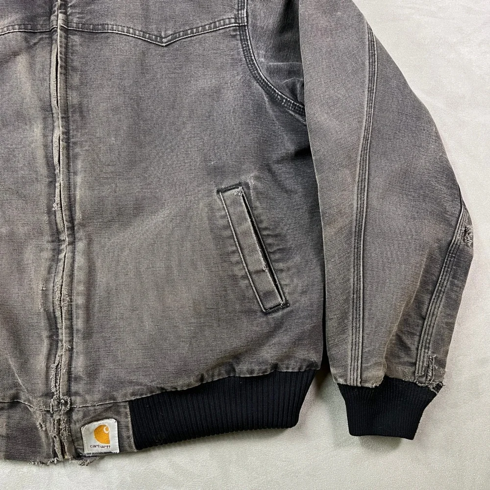 Vintage Carhartt Jacket Mens XL Black Santa Fe Red Quilted Liner USA 90s‎ JQ2105